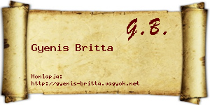 Gyenis Britta névjegykártya